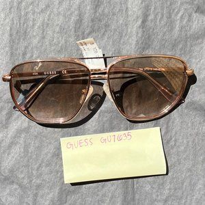 Guess Geometric Shiny Rose Gold Sunglasses - GU7635-28U